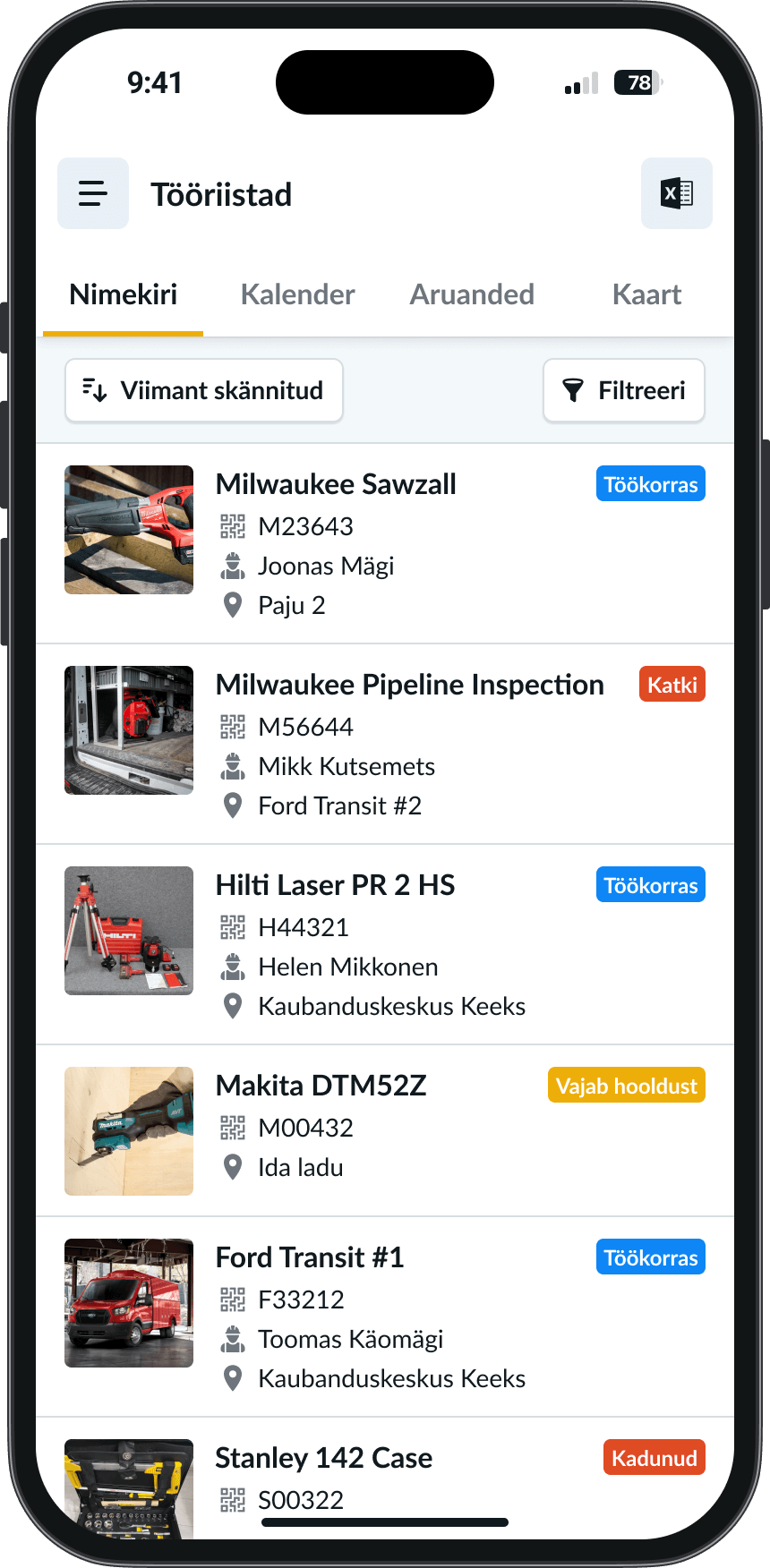 Remato tööriistade nimekiri