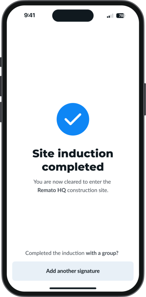 Remato Site Induction Completed