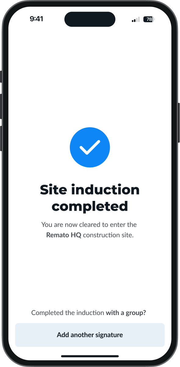 Remato Site Induction Completed