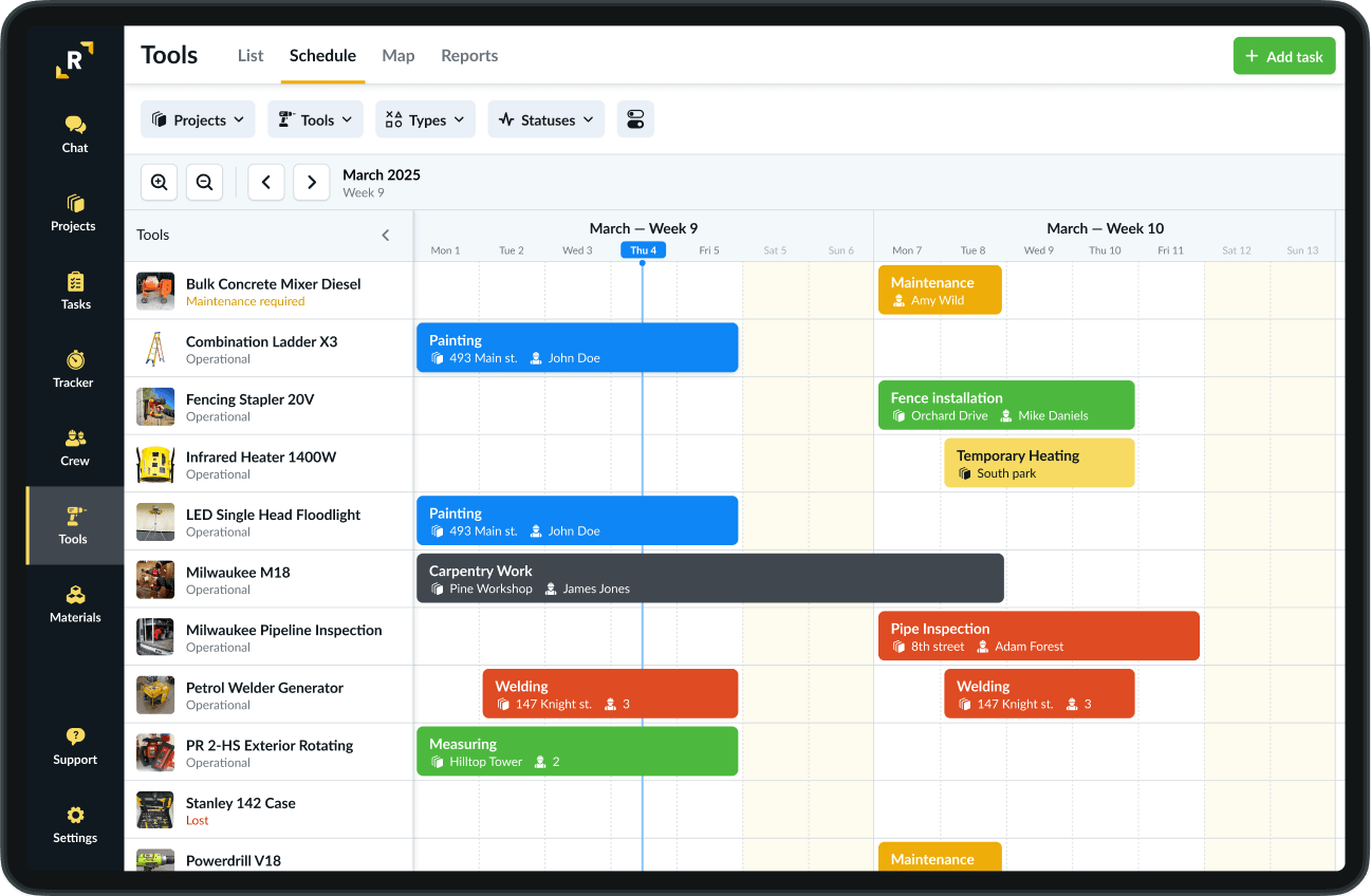 Remato Tools Schedule