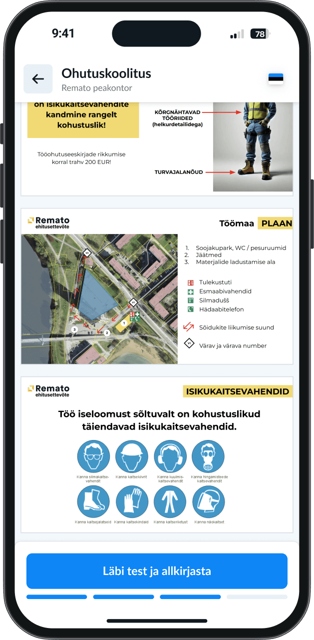 Remato veebipõhise platsi juhendamise materjalide vaade