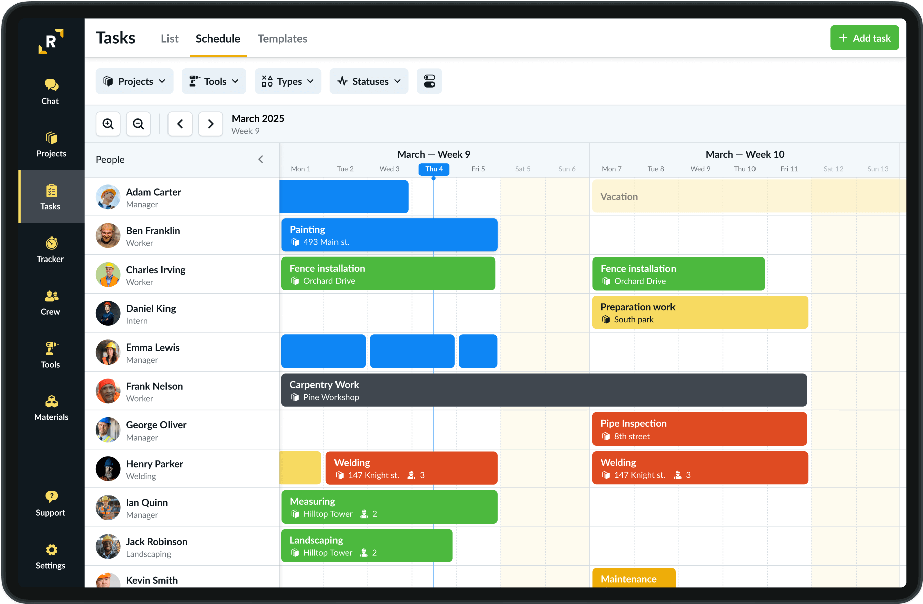 Remato Construction ERP Tasks Schedule