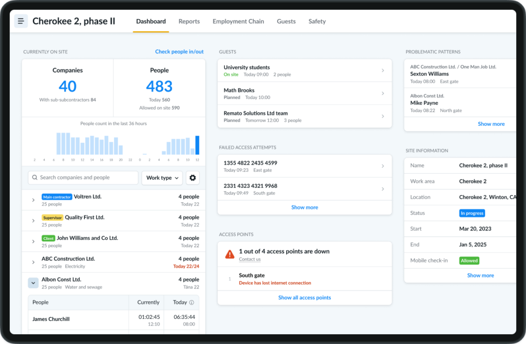 Construction site software