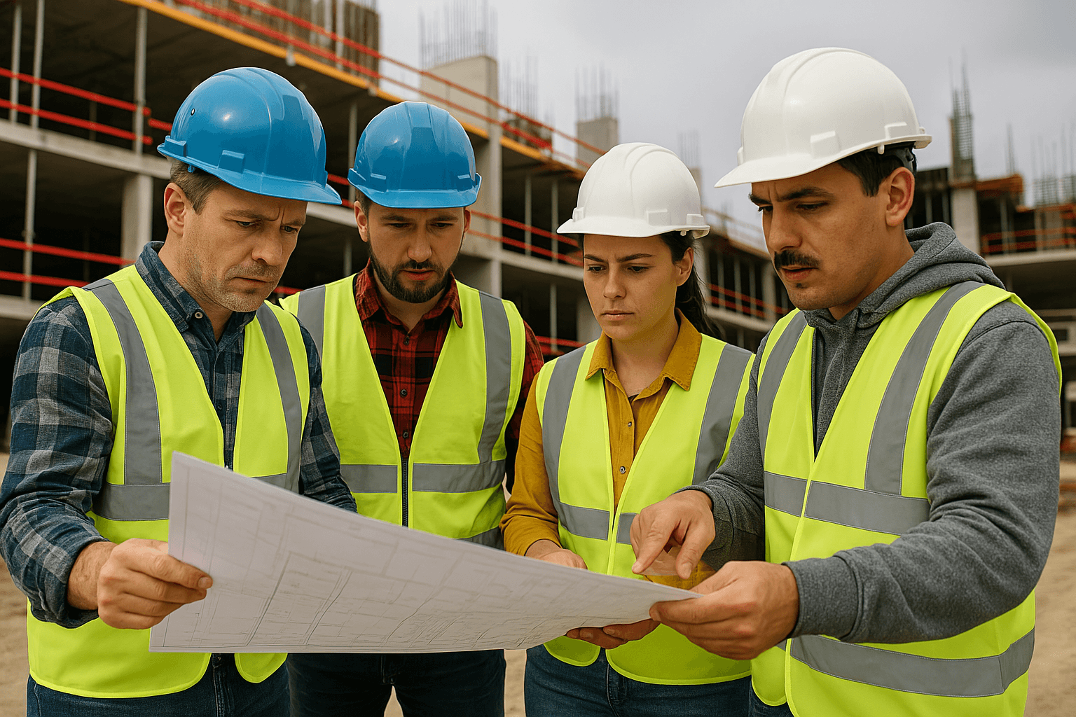 Polish construction site - workers discussion