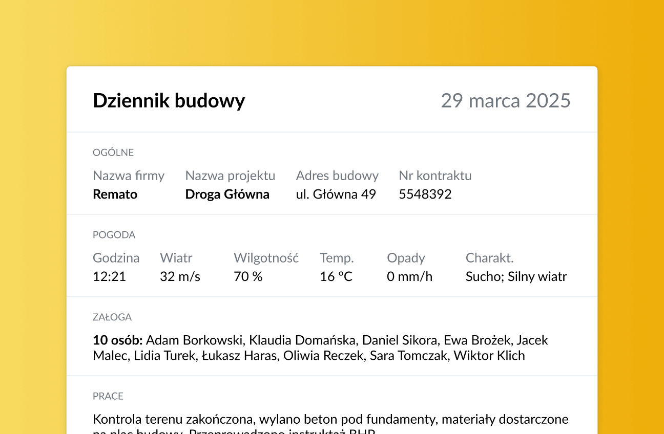 Internetowy dziennik budowy Remato