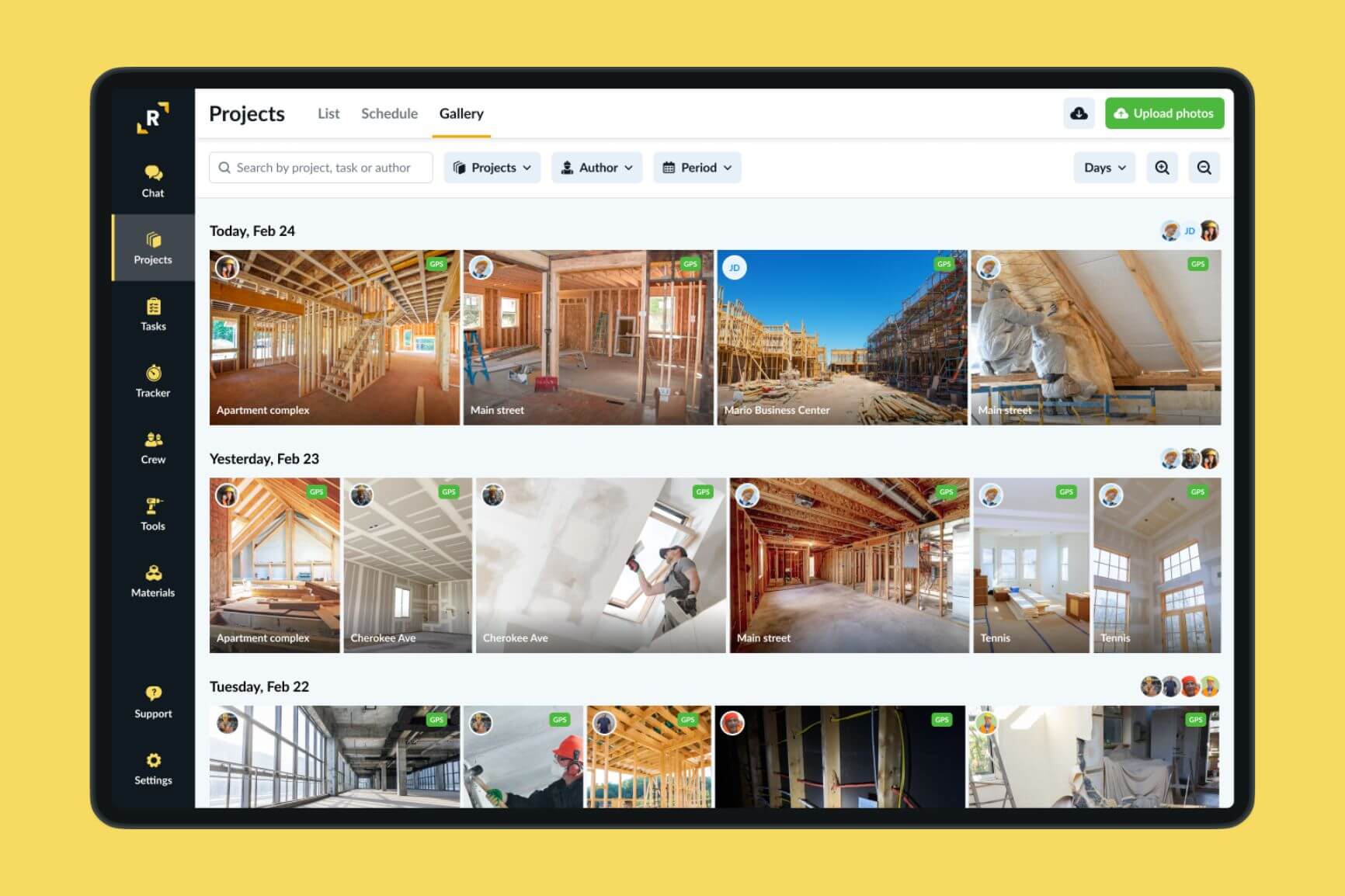 Digital Daily Site log Images as proof construction Remato