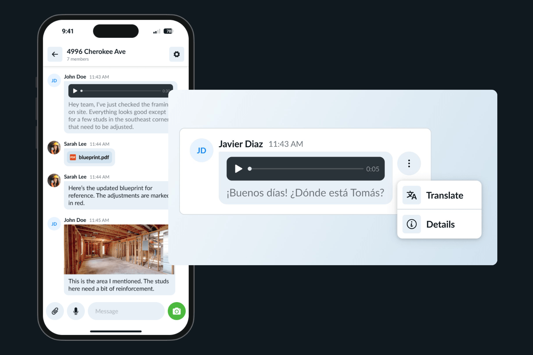 construction task automation Remato Audio translation